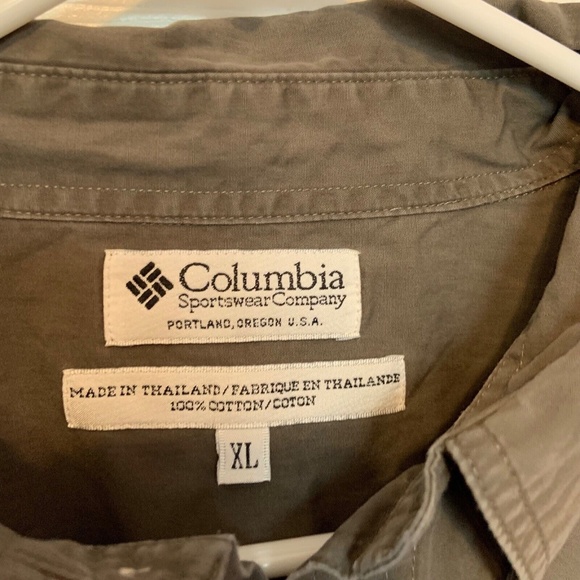 Columbia Men's Short Sleeved Solid Button Down Shirt Green Size XL - Picture 7 of 14